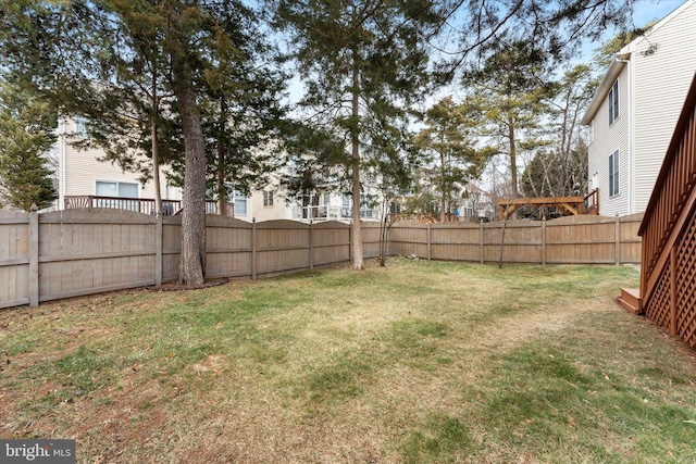 view of yard featuring a fenced backyard