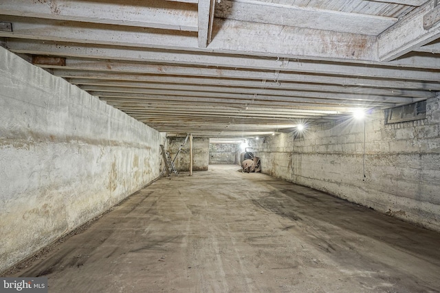 view of unfinished basement