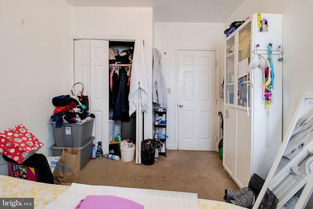 carpeted bedroom featuring a closet