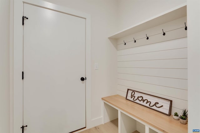 mudroom featuring light wood-style floors