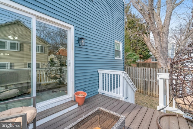 wooden deck featuring fence