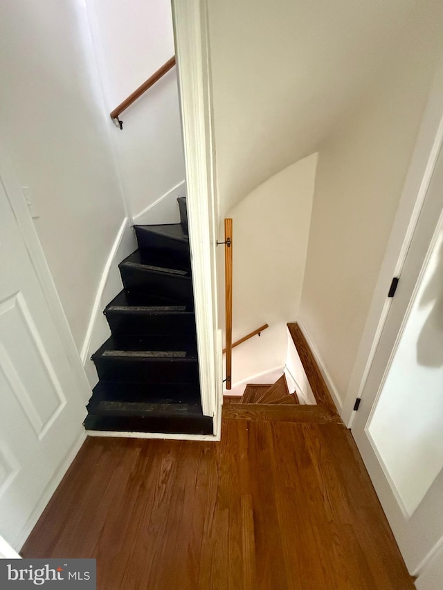 staircase with wood finished floors