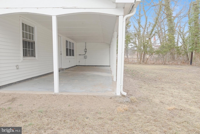 view of patio with an attached carport