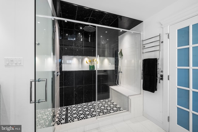 bathroom featuring a stall shower