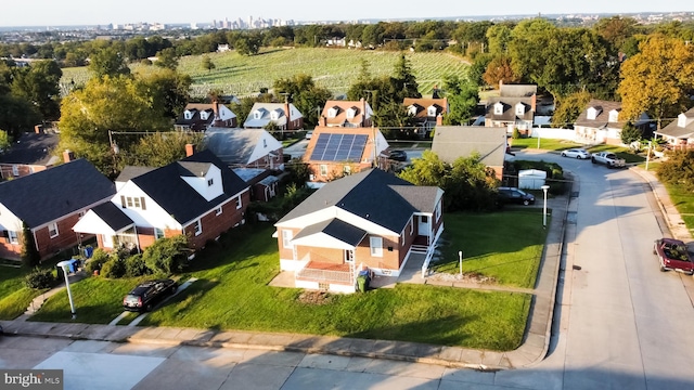 bird's eye view featuring a residential view