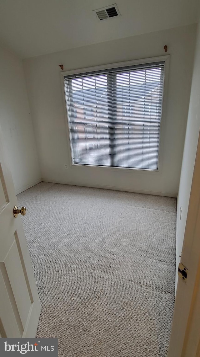 spare room with carpet, a healthy amount of sunlight, and visible vents