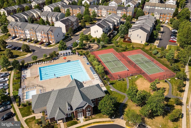 aerial view featuring a residential view