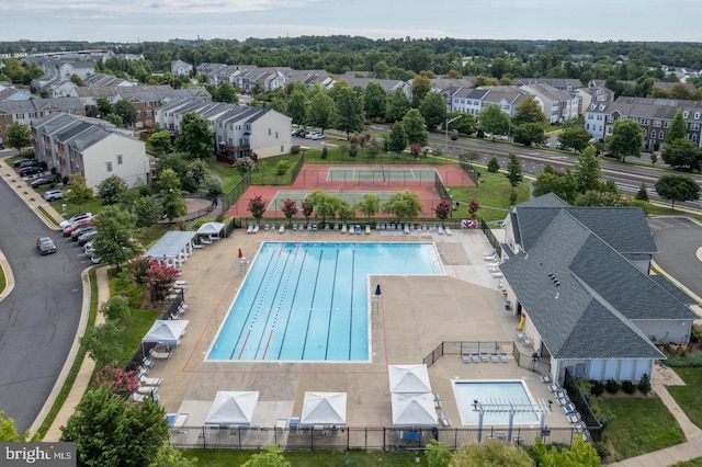 aerial view featuring a residential view