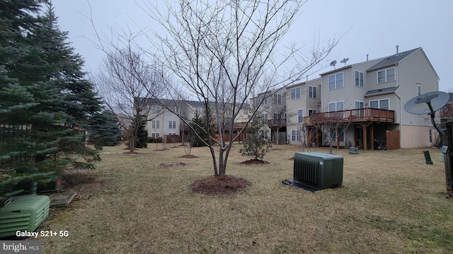 view of yard with a deck