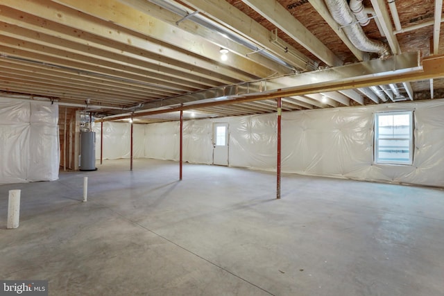 basement with water heater