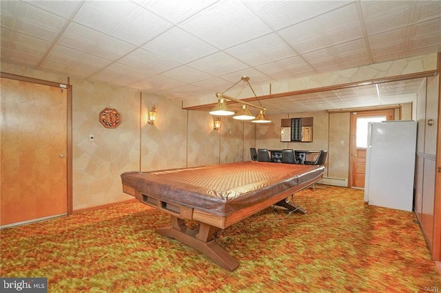 rec room with carpet floors and pool table