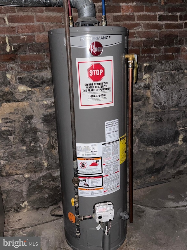 utility room with gas water heater