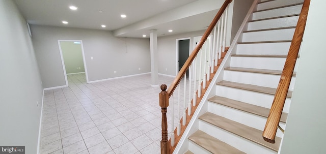 20153 Valhalla Sq, Ashburn, VA 20147 - staircase featuring tile patterned flooring, baseboards, and recessed lighting