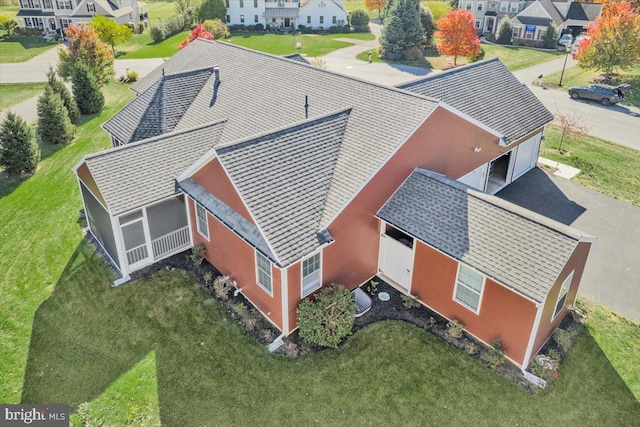 aerial view with a residential view