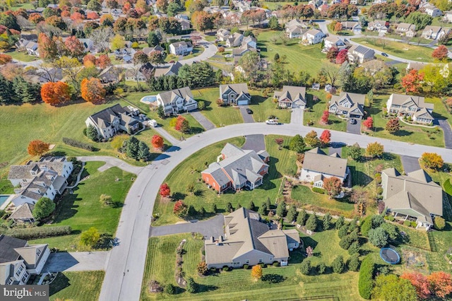 drone / aerial view with a residential view