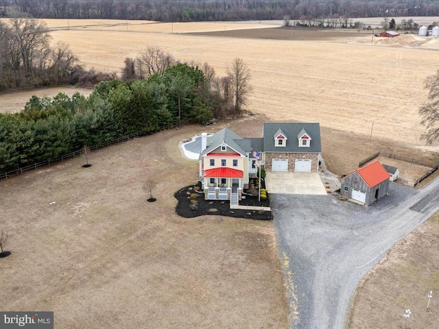 drone / aerial view with a rural view