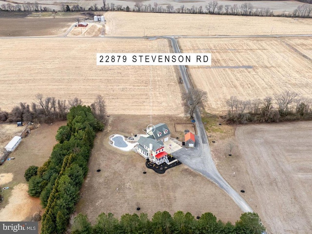 bird's eye view with a rural view