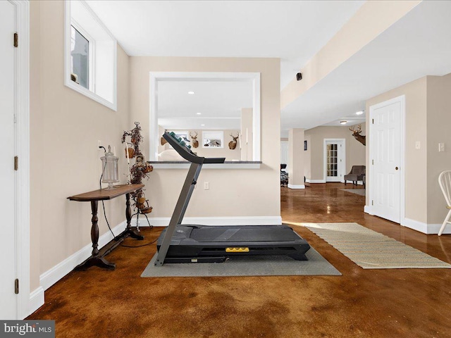 exercise area with baseboards