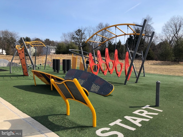 communal playground with a lawn