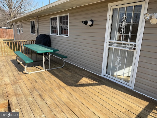 deck with a grill