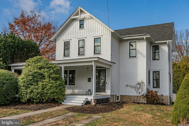 view of front of property with a porch and board and batten siding