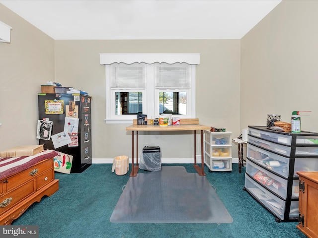 game room featuring carpet and baseboards