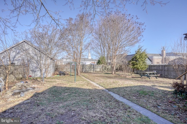 view of yard featuring a fenced backyard