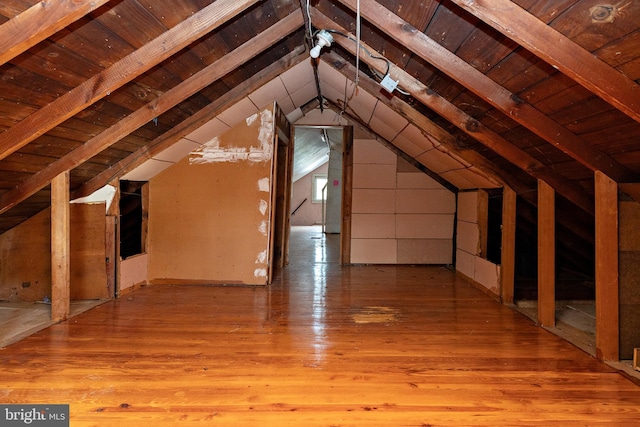 view of unfinished attic