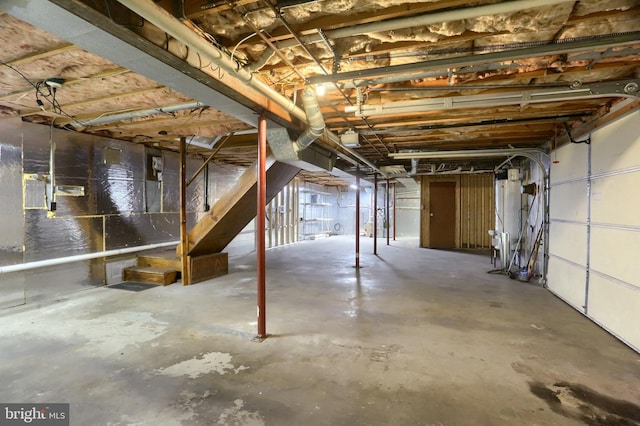 view of unfinished basement