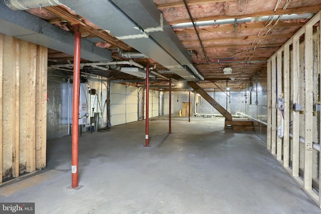 view of unfinished basement