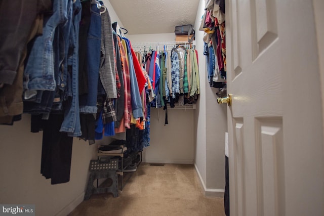 spacious closet with carpet floors