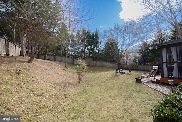 view of yard with a fenced backyard