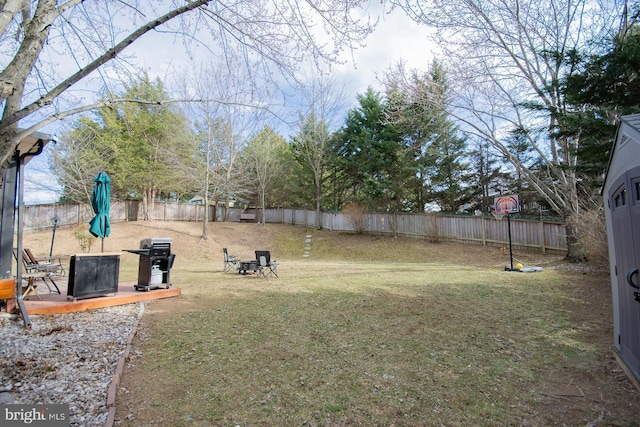 view of yard featuring a fenced backyard