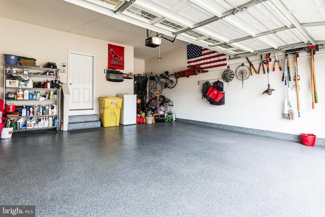 garage with a garage door opener