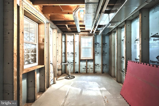 basement with plenty of natural light