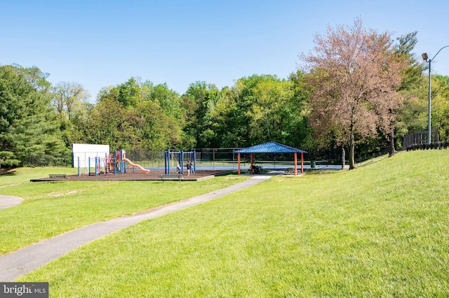 628 N Hammonds Ferry Rd, Linthicum Heights, MD 21090 - view of property's community with a lawn, a gazebo, fence, and playground community
