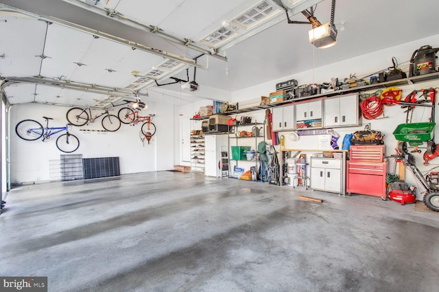 garage with a garage door opener