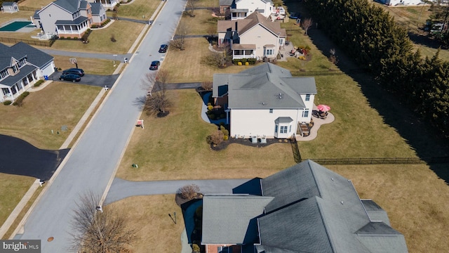 bird's eye view with a residential view