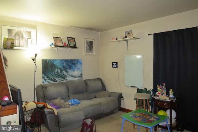 living room featuring carpet floors