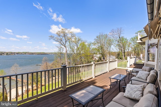 1900 Carrollton Rd, Annapolis, MD 21409 - deck featuring a water view and outdoor lounge area