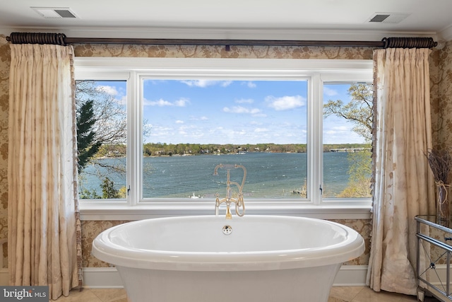 1900 Carrollton Rd, Annapolis, MD 21409 - bathroom with a water view, visible vents, and tile patterned flooring