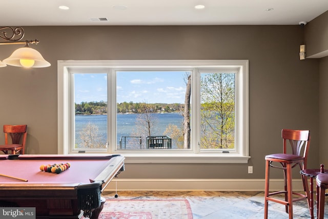 1900 Carrollton Rd, Annapolis, MD 21409 - recreation room with a healthy amount of sunlight, baseboards, marble finish floor, and visible vents