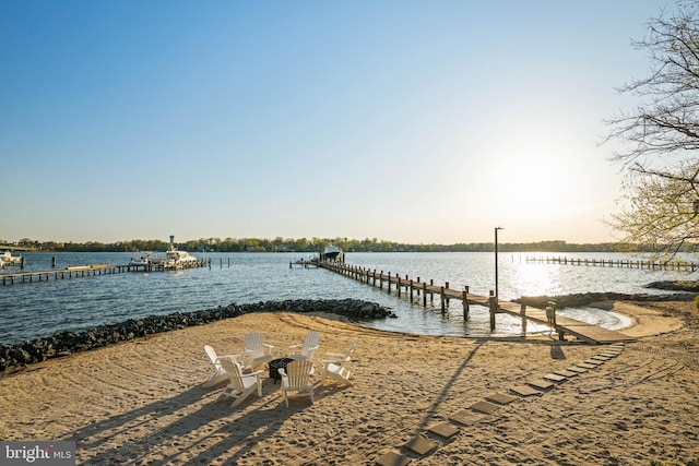 1900 Carrollton Rd, Annapolis, MD 21409 - dock area with a water view and a fire pit