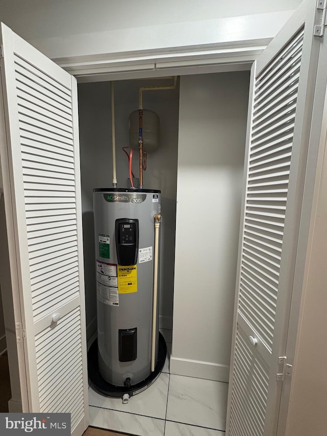 utility room featuring water heater