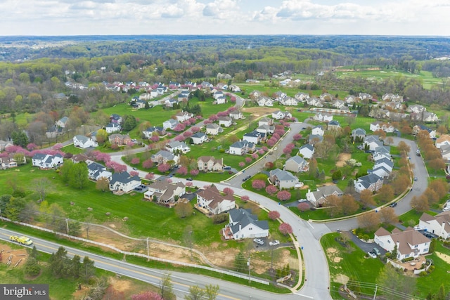 aerial view with a residential view