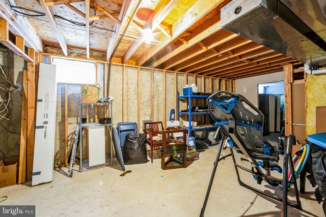 view of unfinished basement