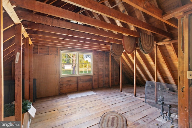 view of unfinished attic