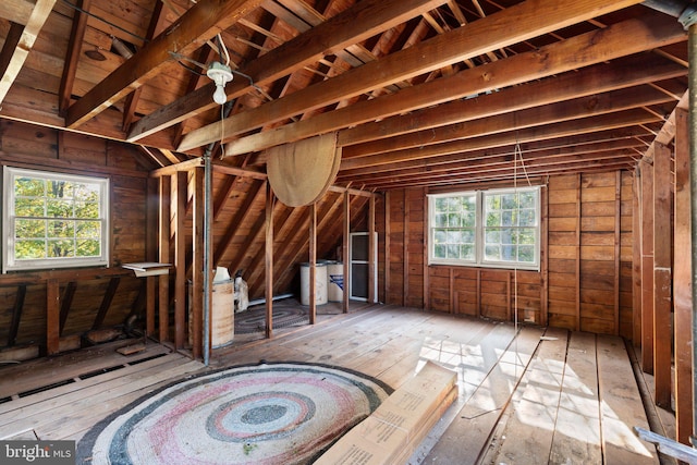 unfinished attic featuring plenty of natural light