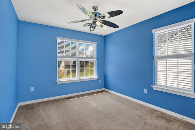 13010 Davenport Dr, Brandywine, MD 20613 - carpeted empty room with visible vents, a ceiling fan, and baseboards