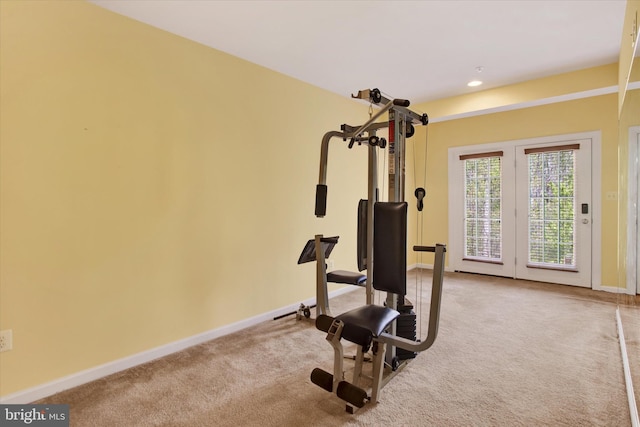 13010 Davenport Dr, Brandywine, MD 20613 - workout room featuring baseboards, carpet flooring, and recessed lighting